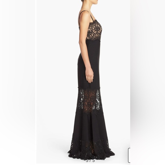 Tadashi Shoji Strapless Lace Inset Pintuck Jersey Gown in Royal Blue - Picture 7 of 7